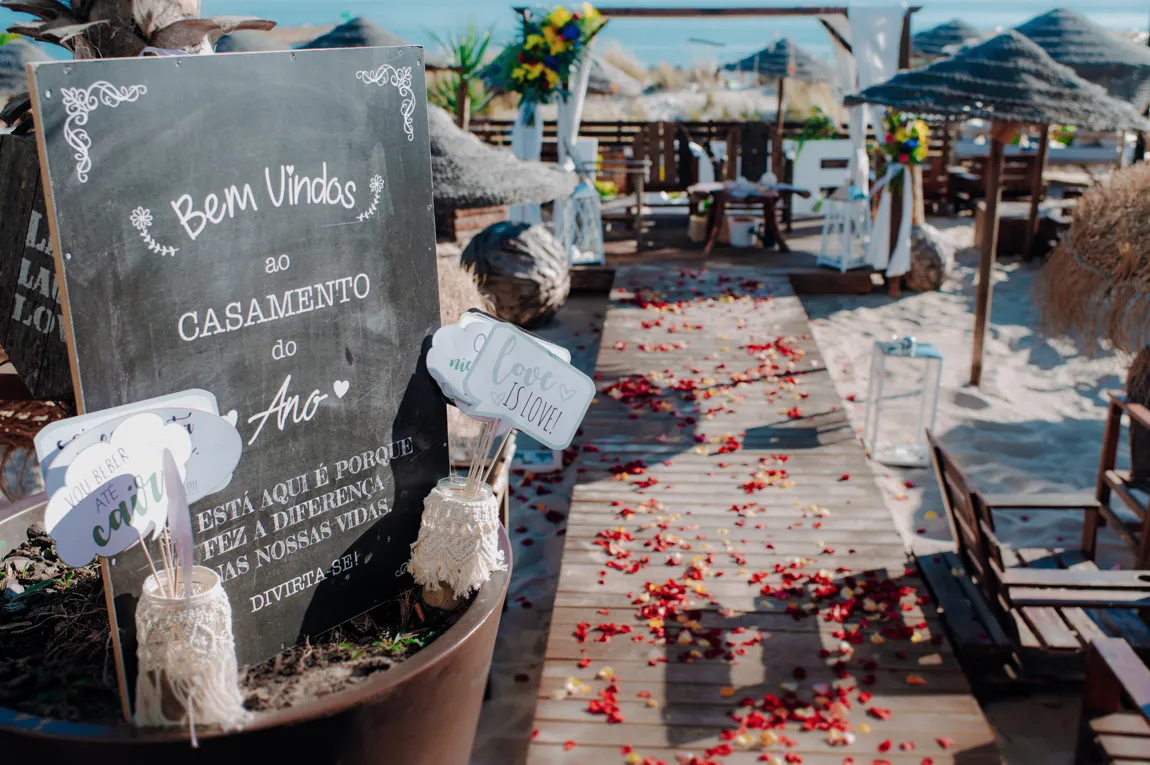 Videografos Documentais de Casamentos de Praia no Restaurante Leblon, na Praia das Palmeiras em Lisboa
